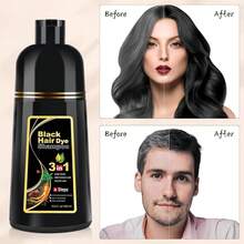ZK   Black Hair Dye Shampoo 3 In 1 Hair Dye Shampoo For Men And Women To Cover Gray Hair Instant Herbal Natural 500ml - Black - View 7
