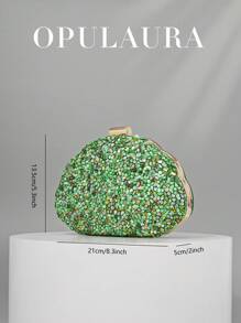 Borsa clutch da donna OpulAura, di lusso, decorata con cristalli, a forma di conchiglia, borsetta da cerimonia elegante, adatta per matrimoni, gala, eventi formali, abbinata bene con abiti da festa, vestiti luccicanti