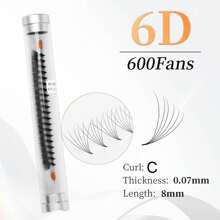 DAIFIYAN Pestañas postizas premontadas de volumen 600/480/420, hechas a mano con tallos naturales largos en 6D/8D/10D/12D/14D/16D/20D/30D/40D, forma C, longitud de 8-15 mm, extensiones de pestañas de visón artificial