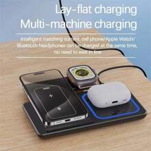 LED Fast Wireless Charger Stand 3 In 1 Foldable Charging Station For I Phone 16 15 14 13 12 A Pple Watch 9 8 7 6 5 Air Pods Pro