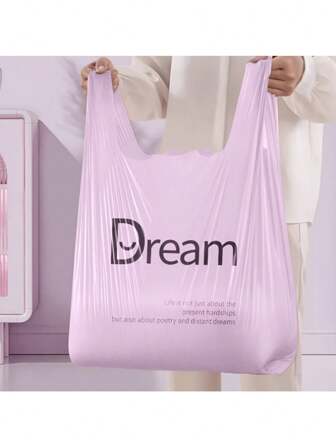 50pcs/Roll Printed Thick Plastic Vest Carrier Trash Bags, Household Handheld Garbage Bags, Kitchen Storage