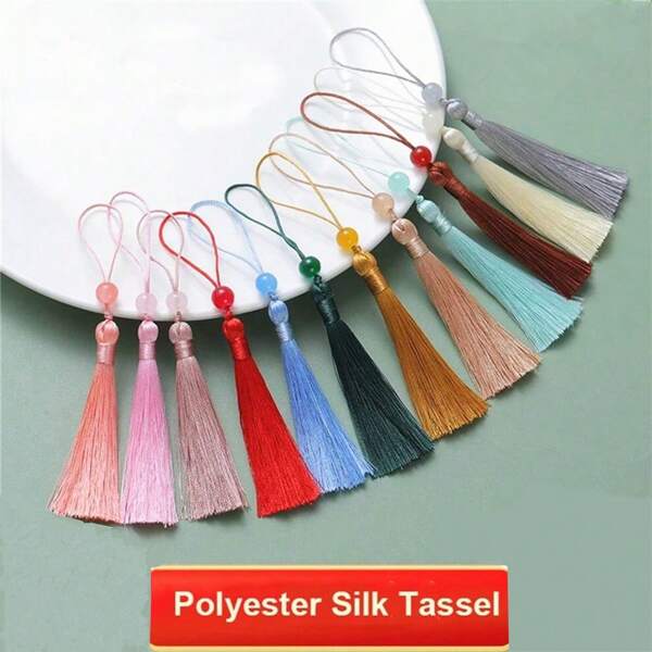 10 szt. Jedwabisty ręcznie robiony frędzel 13 cm Miękkie rękodzieło Mini frędzle z koralikami Zakładki Frędzle Biżuteria Robienie DIY Projekty Dekoracje