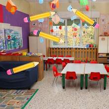 3 piezas de 27 pulgadas Lápiz inflable gigante grande Decoración de regreso a la escuela y graduación Lápiz inflable colgante Decoración de aula para regreso a la escuela, jardín, habitación, fiesta de cumpleaños - Multicolor - Ver 3