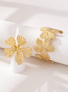 2 pièces/Set de parure vintage élégante composé d'un bracelet et d'une bague en métal avec fleur, convient pour les vacances, le port quotidien, les fêtes et les galas