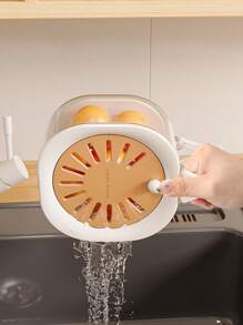 1pc 2-In-1 Double-Layer Drainage Basket, Fruit Drainage Container With Foldable Handle, Fruit And Vegetable Cleaning Bowl, 2-In-1 Easy-To-Use, Drainage Basket, Fruit Storage Basket, Vegetable Drainage Basket, Vegetable Drying, Multifunctional Food Filter