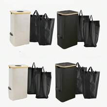 1 Stück Recycling-Behälter für draußen, 2 Innentaschen, Mülleimer, Wäschekorb, 100L Hochkapazität, Ersatztasche an der Seite, geeignet für Innenräume, Küche, Waschraum, Schlafzimmer, Wohnheim, Büro, Kleidung, Flaschen, Spielzeug Aufbewahrung
