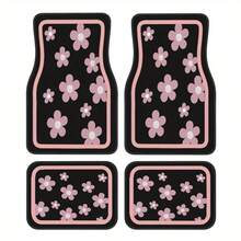 4pcs Car Floor Mats, Cute Pink Floral Design, Durable Polyester Material, Easy To Clean, Front And Rear Mats, For Full Car Interior Protection, Automotive Interior Accessories,Car Women Accessories,Car Mats - one-size - View 3