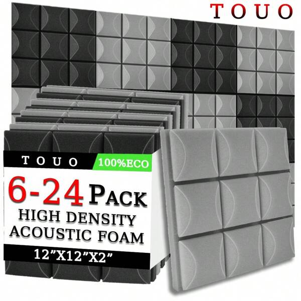 TOUO Akustikschaum 6-24 Stücke 12"X12"X2" Pilzkopf Schallschaum Paneele 8 Farben Akustik Studio Schwamm Kissen Wand Schalldämmung Ktv Raum Lärmschutz Zuhause Dekoration