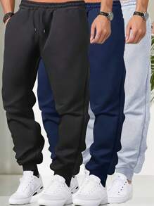 Pantalón deportivo de 3 piezas para hombres, de longitud hasta el tobillo, con bolsillo en forma de luna, adecuado para fitness, viajes y deportes. Disponible en varios colores, apropiado para todas las estaciones.