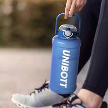 1 件高品质男女通用简易大容量水瓶，塑料吸管，便携，防碎，适合学生，Tritan 材质