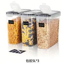 THELIFE 2/4 件谷物储存容器套装 - 塑料密封食品储存容器，用于储存谷物、零食和糖 - 2.5 升/84.5 液体盎司 - 带标签谷物分配器，可放入洗碗机清洗 - 無色 - 查看 11