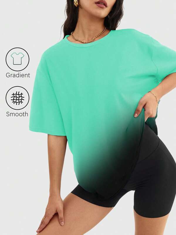 Speed mate [Spring/Summer] Women's Gradient Crew Neck Short Sleeve T-Shirt, Casual Loose Top For Spring & Summer Y2K Clothing
