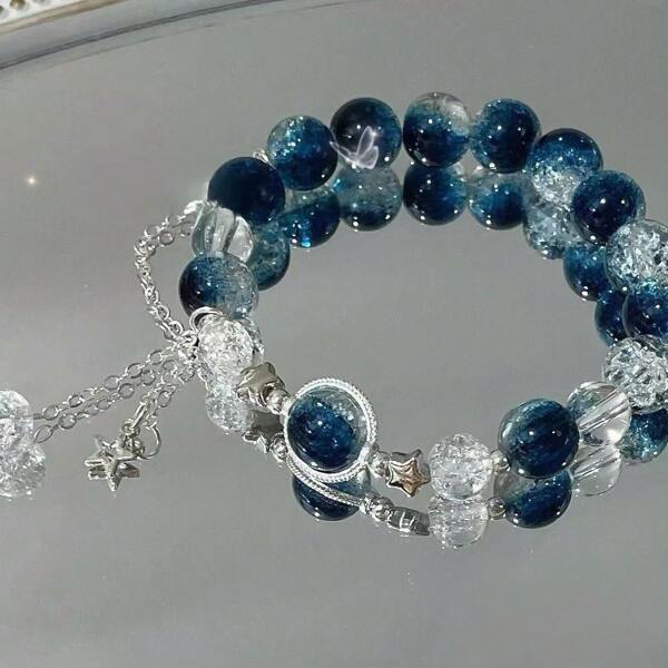 Fashionable Crescent Moon & Starry Galaxy Design Bracelet For Women, Dainty & Chic, Suitable For Party, Holiday, Travel Wear