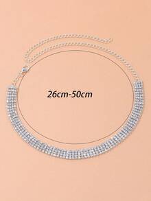Fashionable Elegant Multi-Layer Rhinestone Decor Choker Necklace - Silver - View 3