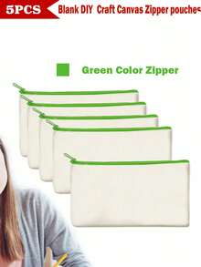 5/10/20pcs Set Blank Canvas Tote Bags For DIY Painting And Digital Printing, Portable Cosmetic Bags For Toiletries, Travel Makeup, Gifts To Express Love And Gratitude, Cute Handbag/Wallet/Snack/Gift Storage Bag With Zipper For Lipstick, Brush, Skincare, Phones, Coins, Small Items Make Up Bag - Beige - View 26