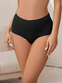 5Pcs Women's Briefs Cotton Sports Fitness Low-Rise Solid Soft Breathable Panties Lingerie Underwear For Woman Intimates  Casual-Comfy      Plain  High Rise  Mid Rise - màu đen - Xem 2