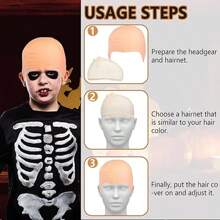 2pcs Bald Cap Makeup Latex Bald Wig Cap For Men & Women, Solid Brown Color, Suitable For Role Play, All Season Costume For Halloween