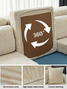 1 PC Anti Cat Scratch Jacquard Velvet Sofa Cover, All Year Round Universal Set, Elastic Sofa Cushion, Hat Cover Fabric,Modern Minimalist Style L-Shaped Anti Slip Sofa Protective Cover, Living Room 1/2/3/4 Seat Sofa Cover - Beige - View 10