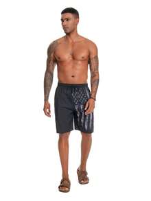 JUNBAOSS Men's Lightweight Printed Short Swim Trunks Swimsuits Summer Beach Bathing Suits Swimming Board Shorts Hawaiian Holiday Printed Shorts - màu đen - Xem 4