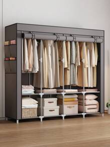 1pc Assembled Cloth Wardrobe Cabinet, Easy Installation Portable Closet For Bedroom, Rental House Storage, Sturdy