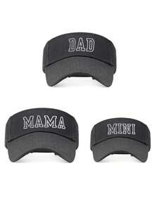 3pcs/Set Dad, Mom, Mini Embroidered Letter Brimless Duck Tongue Hats, Outdoor Sun Visor Caps, Suitable For Summer Sports, Beach, Travel - 3pcs - View 1
