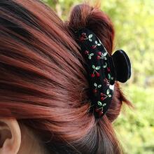 1pc Minimalist Cherry Accent Acrylic Hair Clip, Available In 3 Colors, For Girls,Hair Accessories,Hair Claw,Claw Clips,Hair Clutch,Hair Jaw Clip Fall Winter For Vacation Outfits Woman