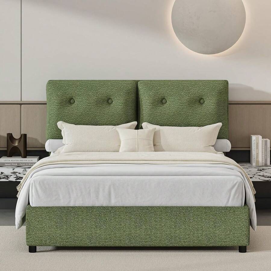 Twin/ Full/ Queen/ King Size Bed Frame, Upholstered Platform Bed Frame With Pillow Headboard, Soft Cloud Bed Frame, No Box Spring Required, Easy Assembly, Beige/ White/ Pink/ Grey/ Blue/ Green, Twin/ Full/ Queen/ King * Bed Frame Queen Queen Bed Frame Bed Frame Full Full Size Bed Frame King Size Bed Frame Twin Bed Frame Room Decor Home Decor Christmas Decor Bedroom Decor Valentine Day Decor Storage Living Room Decor Furniture House Decor