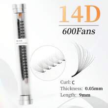 DAIFIYAN Pestañas postizas premontadas de volumen 600/480/420, hechas a mano con tallos naturales largos en 6D/8D/10D/12D/14D/16D/20D/30D/40D, forma C, longitud de 8-15 mm, extensiones de pestañas de visón artificial