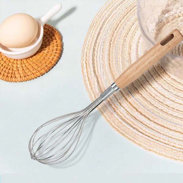 1pc Stainless Steel Egg Beater, Manual Mixer, Household Egg Cream Beater, Baking Tool, Cake Flour Mixer