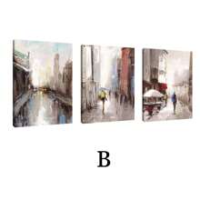 3pcs Modern Urban Abstract Oil Painting Wall Arts Canvas Posters, High-Definition Printing Optional Frame, Office, Classroom, Living Room Home Decoration Hanging Painting ,Wall Art With Frame