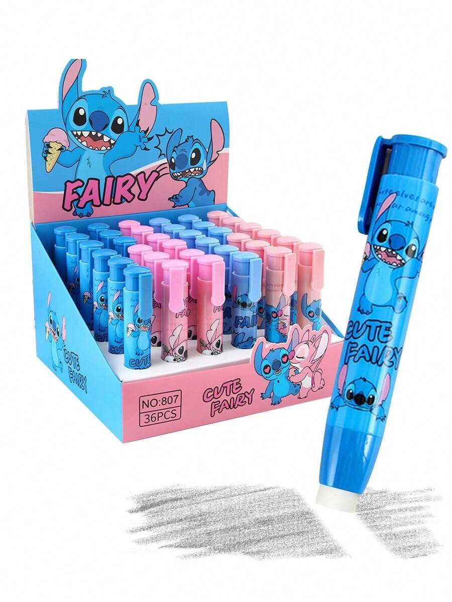 Disney Random Style Disneys Kawaii Stitch Press Eraser Cartoon Cute Stitch&Lilo Stationery Office Supplies Colorful Eraser (Some Parts May Be Random)