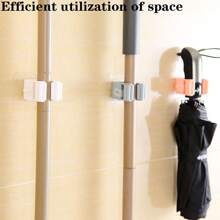 1PC Mona Lisa Mop Holder, Non Perforated Wall Mounted Mop Clip, Super Strong Load-Bearing Bathroom, Bathroom Broom, Mop Clip Saves Space, No Clutter, No Punching Universal Storage Rack