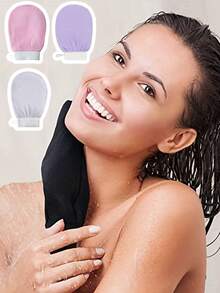 3 Pcs Body Exfoliating Bath Gloves Scrubber Brush Set For Shower, Spa, Massage - Includes Exfoliating Gloves, Dual-Sided Bath Towel, And Body Scrubber Brush For Deep Cleaning, Removes Dead Skin - Multicolor - View 10