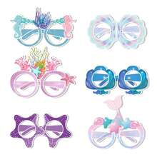 6 Piezas Decoraciones de Fiesta de Sirena, Accesorios para Photocall con Gafas de Papel con Temática de Sirena para Fiesta de Cumpleaños de Adultos, Verano, Playa, Navidad - Multicolor - Ver 7