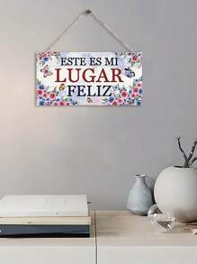 1 pieza Decoración de jardín estilo "Luger" español de madera pintada para colgar, decoración del hogar color rosa, decoración de pared, decoración de terraza, decoración de flores de primavera, decoración de días festivos (7,87*3,94in/20*10cm)