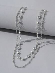1pc Minimalist Fashionable Personalized Glass Multi-Layer Necklace For Women