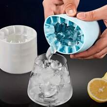 1 Pc Pink Silicone Portable Ice Mold, Easy Release Silicone Ice Cube Mold, Holds Up Pinch Cup Ice Bucket Circular Silicone Ice Cube Mold Ice Storage Box Easy To Peel Off Ice Maker Cylinder Ice Making Machine