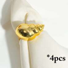4pcs Seashell, Starfish, Seahorse Mixed Ocean Series Napkin Rings, Table Decor