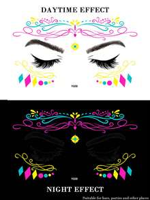 Sticker Pack: 5/3/1pc Essential For Fashion Leader! Neon Headpiece Decorative Stickers, Perfect For Music Festivals, Costume Parties, Graduation/Back To School Parties, Your Exclusive Nightclub Look, Express Your Personalized And Let Your Beauty Shine At Night! - MultiWarna - View 18