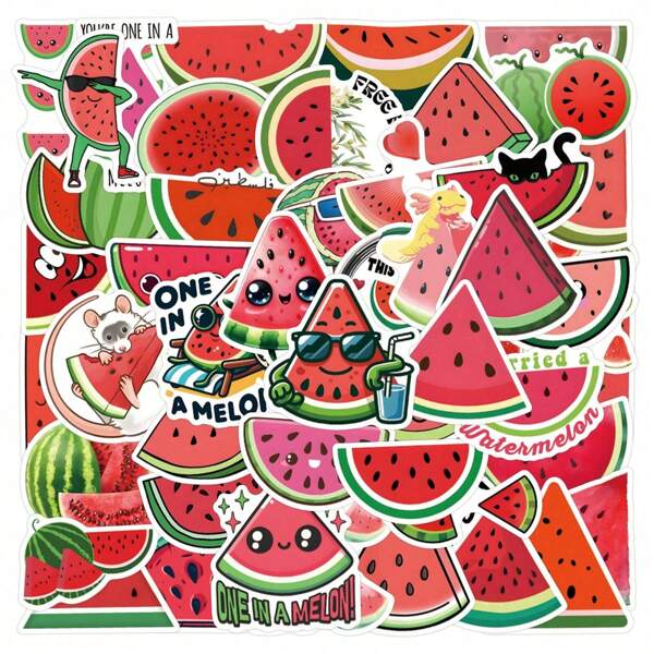 55Pcs Watermelon Toys Watermelon Decor Watermelon Stickers Watermelon Stuff Watermelon Party Cartoon Stickers Cute Stickers Vinyl Waterproof Stickers Aesthetic Laptop Sticker Pack Skateboard Stickers Water Bottle Stickers Notebook Stickers
