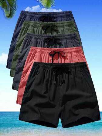 Boyfriend Style Men Seaside Vacation Beach Leisure EntertainBoyfriend Style Ment Sports Fitness Sports Fashion Solid Color Hidden Zipper Three-Quarter Pants