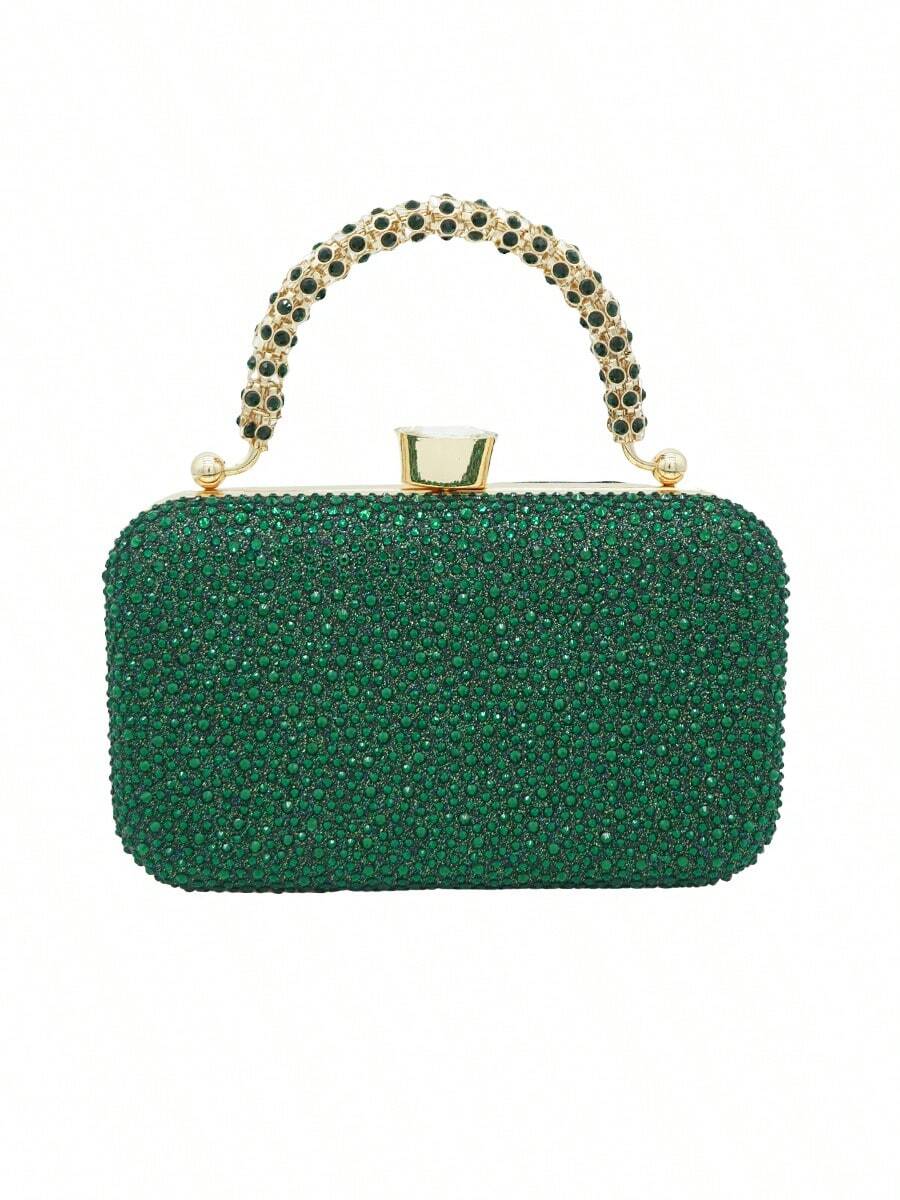 Laytonvivian Women's Party Clutch Bag With Rhinestones And Pearls Elegant - Green - View 1