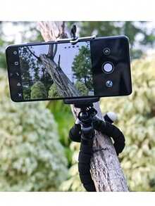 1 个迷你柔性海绵章鱼三脚架，适用于手机智能手机三脚架，直播摄影海绵三脚架手机通用，章鱼支架章鱼户外自拍工具，随时随地解放双手，旅行好帮手（夹子款式随机）旅行必需品旅行配件假期暑假返校