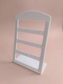 Folding Z 1pc Jewelry Holder Organizer Earring Organizer With 24 Holes Jewelry Display Storage,Solid Color L-Shaped Acrylic Jewelry Display Stand, Modern & Simple Plastic Earrings Storage Rack For Stud Earring Collection, For Woman Gifts Earring Back To School