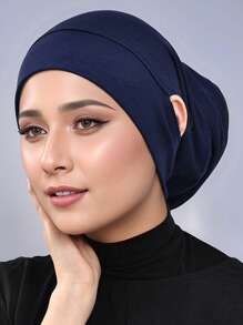 1pc Solid Color Moisture-Wicking Cotton Under-Cap With Ear Holes, High Quality Silky Fabric Soft Beanie Cap