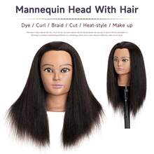 Mannequin Head Human Hair Mannequin Head With Hair 14 Inch 100% Real Hair Manikin Head Doll Head For Hair Styling Hair Mannequin Head - Black - View 5