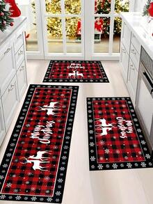 1 pieza Felpudo de Bienvenida de Navidad Alegre, Alfombra de Piso con Estampado a Cuadros de Árbol de Navidad y Alce, Antideslizante y Absorbente para Interior/Exterior, Decoraciones Navideñas 2024 para Decoración del Hogar, Baño, Cocina, Regalos de Navidad, Feliz Año Nuevo 2025, Decoraciones del Hogar para Festivales y Días Festivos - Multicolor - Ver 7