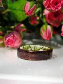 1pc Handmade Dried Flower Resin Ring For Women, Unique Design - Wood - View 2