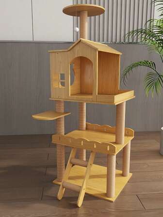 Árbol para gatos multifuncional de lujo con postes rascadores cubiertos de sisal, percha, cápsula espacial y hamaca