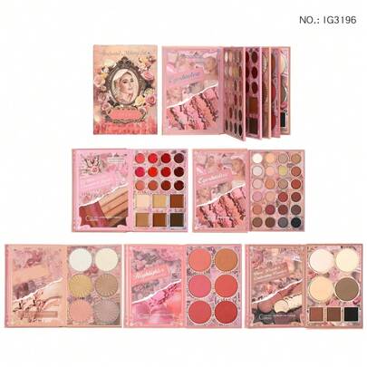 5-Page Girl Pattern Pearlescent & Matte 61-Color Eyeshadow Palette, Multi-Functional Makeup Palette